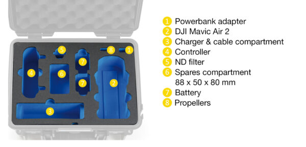 B&W Flightcase type 3000 DJI Mavic Air 2 - Indeling