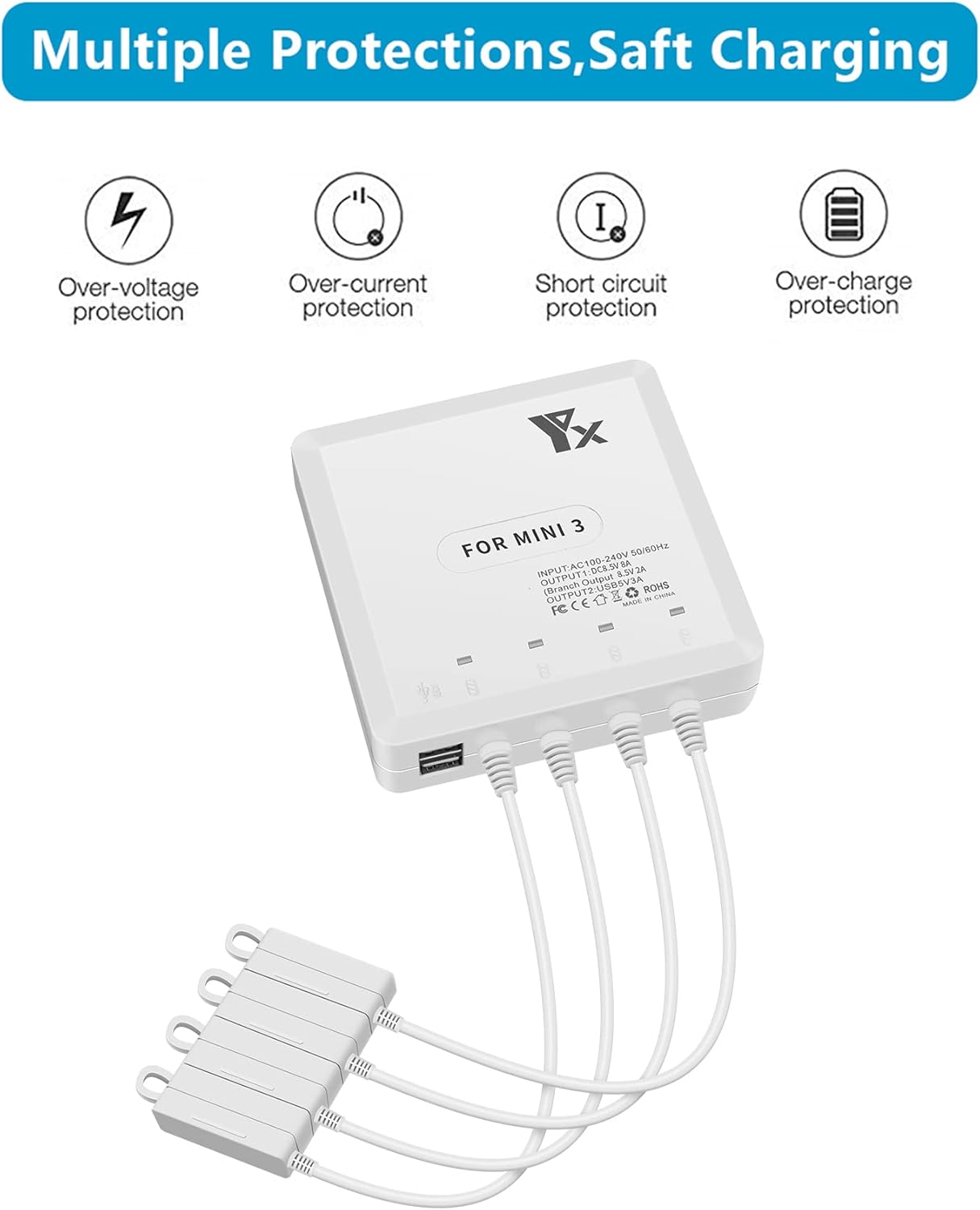 Multi charger voor DJI Mini 3, 3 Pro & 4 Pro